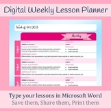 Digital Weekly Lesson Plan Template - Microsoft Word - Pri