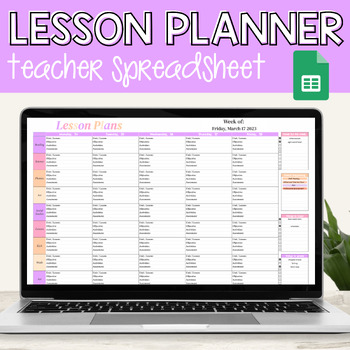 Preview of Digital Weekly Lesson Planner | Google Sheets Editable Teacher Planner