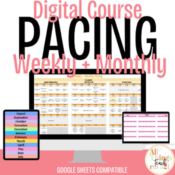 Preview of Digital Weekly + Monthly Course Pacing Tracker + EDITABLE!