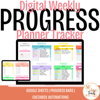 Preview of Digital Weekly Planner & Progress Tracker