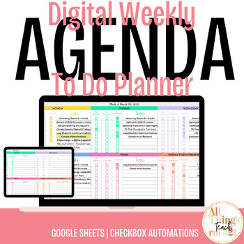 Preview of Digital Weekly Planning + To Do Agenda
