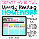 Digital Weekly Reading Homework | Reading Log | Google Slides