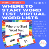 Digital Where To Start Word List for F&P BAS System 1