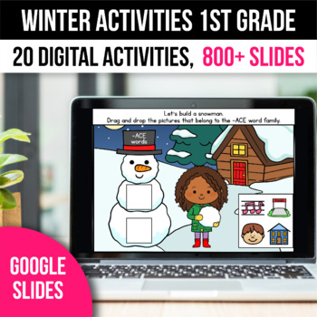 Preview of Digital Winter Activities 1st Grade Math Games for Google Slides