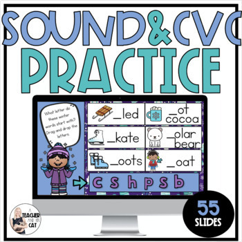 Preview of Digital Winter Beginning Sound and CVC Practice