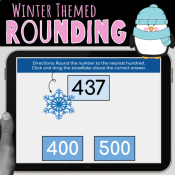 Preview of Digital Winter Themed Rounding Activities {Google Slides}