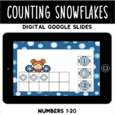 Digital Winter Counting Snowflakes Numbers 1-20|Google Slides|