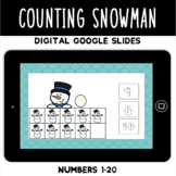 Digital Winter Counting Snowman |Numbers 1-20|Google Slides|