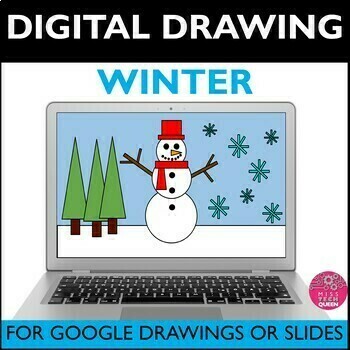 Preview of Digital Winter Directed Drawing Google Drawings December January Activities