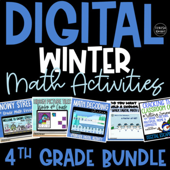 Preview of Digital Winter Math Activities & Centers for 4th Grade | Distance Learning