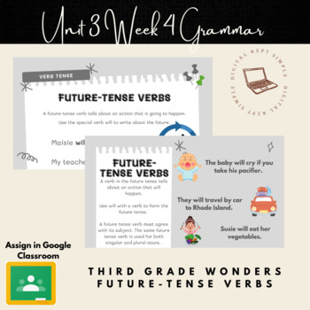 Preview of Digital- Wonders 3rd Grade- Unit 3 Week 4 Grammar- Future Tense Verbs