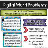Digital Word Problems - Back to School - Add Subtract Google Form