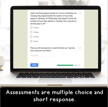 Digital Word Problems SELF-GRADING Assessments for Google Classroom