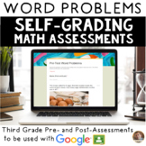 Digital Word Problems SELF-GRADING Assessments for Google 
