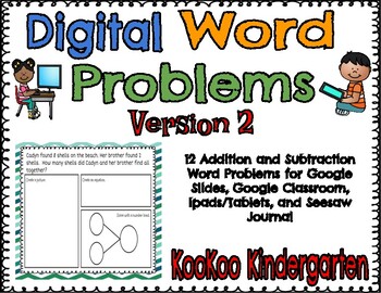Preview of Digital Word Problems Version 2 for Google Classroom & Seesaw--Distance Learning