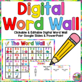 Digital Word Wall Words for Writing Sight Words and Word W