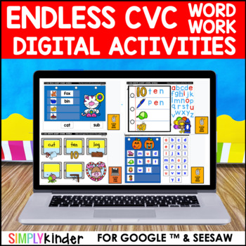Preview of CVC Digital Word Work Activities for Kindergarten & First Grade Resource