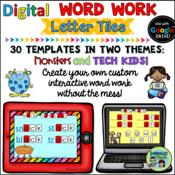 Preview of Digital Word Work Letter Tile Templates for Google Apps: Set 1