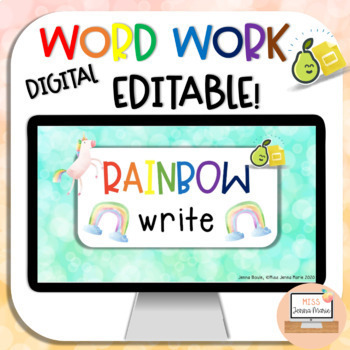 Preview of Digital Word Work Rainbow Write Sight Words for Pear Deck™ Distance Learning