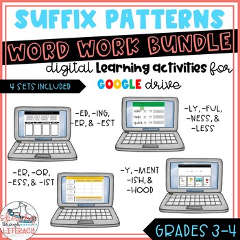 Preview of Digital Word Work Suffixes Bundle for Google Slides