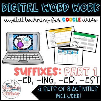 Preview of Digital Word Work Suffixes- ed, ing, er, & est