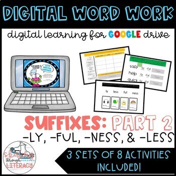 Preview of Digital Word Work Suffixes: -ly, -ful, -ness, & -less