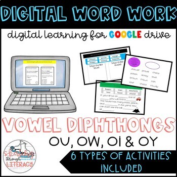 Preview of Digital Word Work Vowel Diphthongs- ou, ow, oi, & oy