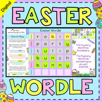 Preview of Digital Wordle Game for Easter | Easter literacy game for google sheets