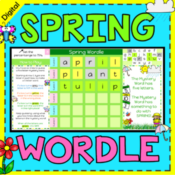 Preview of Digital Wordle Game for Spring | spring literacy practice and word games