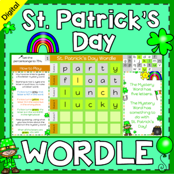 Preview of Digital Wordle Game for St. Patrick's Day | spring themed wordle game