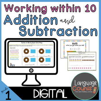 Preview of Digital Worksheets for Google Apps- Working within 10, Addition and Subtraction