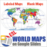 Digital World Maps Continent and Ocean Maps ESL ELL Newcomer