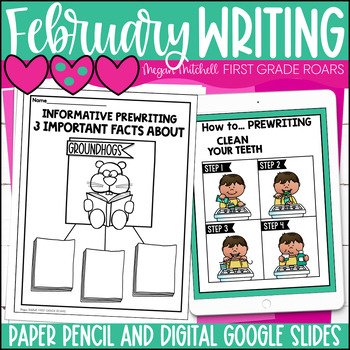 Preview of February Writing Prompts Narrative Informative Explanatory Opinion Paper Digital