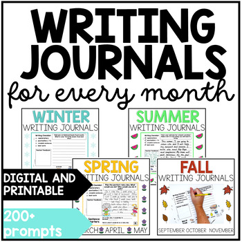 Preview of Writing Journal w/ Cover Daily Prompts with Pictures and Word Bank for the Year