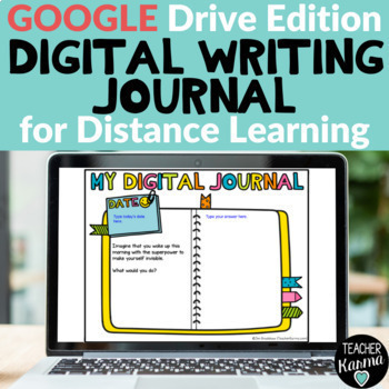 Preview of Digital Writing Journal Prompts Distance Learning Google Drive