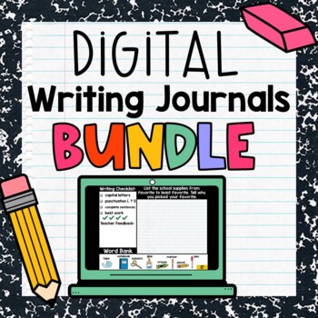 Preview of Digital Daily Writing Prompts | Google Slides 200+ Journal Pages Writing Center