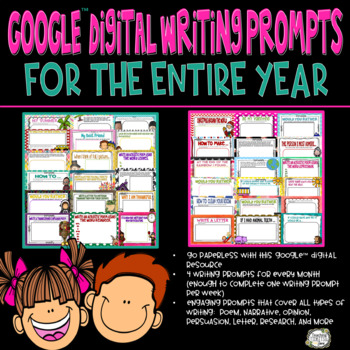Preview of Writing Prompts, Distance Learning, Journal, Google Classroom Journal