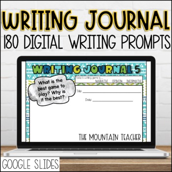 Preview of Digital Writing Journal | 180 Daily Writing Prompts for Google Slides