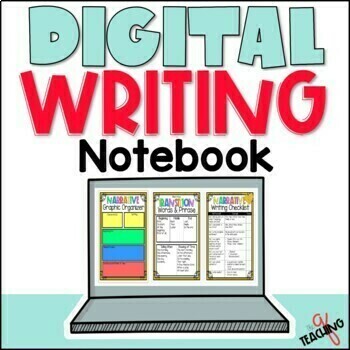Preview of Digital Writing Notebook Resources Pages and Reference Materials 2nd 3rd Grade