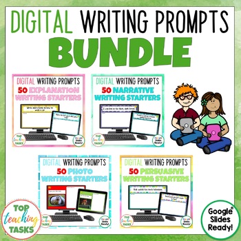 Preview of Digital Writing Prompts for Google Classroom | Quick Writes