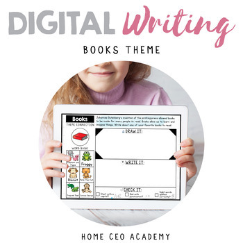Preview of Digital Writing Prompts - Books Theme (Week 11 Creative Writing Center)