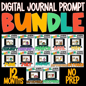 Preview of Digital Writing Prompts Bundle Monthly Journal Prompts