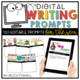 Digital Writing Prompts For The Year - EDITABLE | Distance