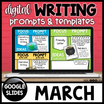 Preview of Digital Writing Prompts & Graphic Organizers | MARCH | Monthly Writing Prompts