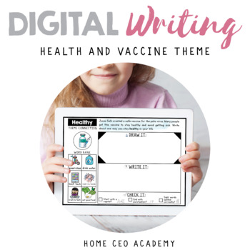 Preview of Digital Writing Prompts - Health Vaccine Theme (Week 12 Creative Writing Center)
