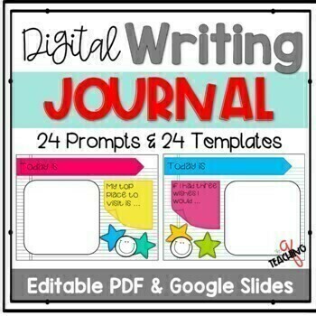 Preview of Digital Writing Prompts Journal Template 2nd 3rd Grade