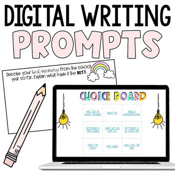 Preview of Digital Writing Prompts | Monthly Journal Prompts for Google Slides