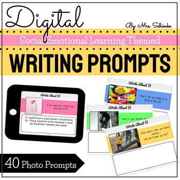 Preview of Digital Writing Prompts - SEL Themed Journal