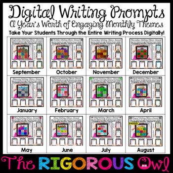 Preview of Digital Writing Prompts YEAR LONG BUNDLE  - Writing Process