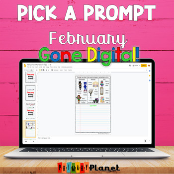 Preview of Digital Writing Prompts with Pictures | February | Picture Writing Prompts